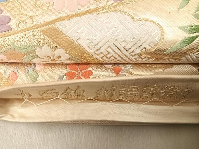 平和屋着物◎六通柄袋帯 唐織 九百錦 縫調錦繍文 金銀糸 正絹 逸品 AABF4809yx