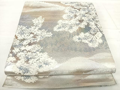 平和屋着物◎六通柄袋帯 北国の朝 銀糸 正絹 逸品 AABF4810yx