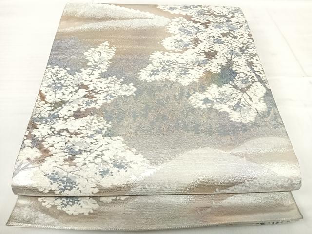 平和屋着物◎六通柄袋帯 北国の朝 銀糸 正絹 逸品 AABF4810yx