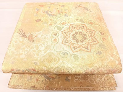 平和屋着物◎六通柄袋帯　花鳥文　金糸　正絹　逸品　AABF4813yx