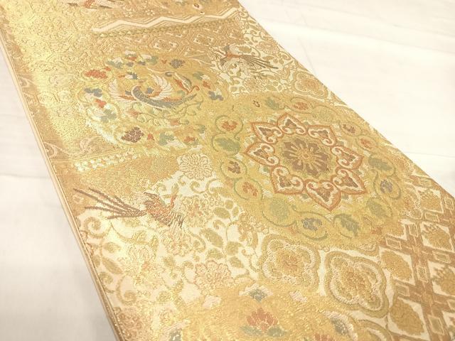 平和屋着物◎六通柄袋帯　花鳥文　金糸　正絹　逸品　AABF4813yx
