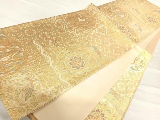 平和屋着物◎六通柄袋帯　花鳥文　金糸　正絹　逸品　AABF4813yx
