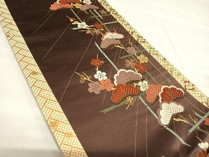 平和屋着物◎六通柄袋帯　唐織　NEW浪漫　夢待結　松竹梅　金糸　正絹　逸品　AABF4819yx