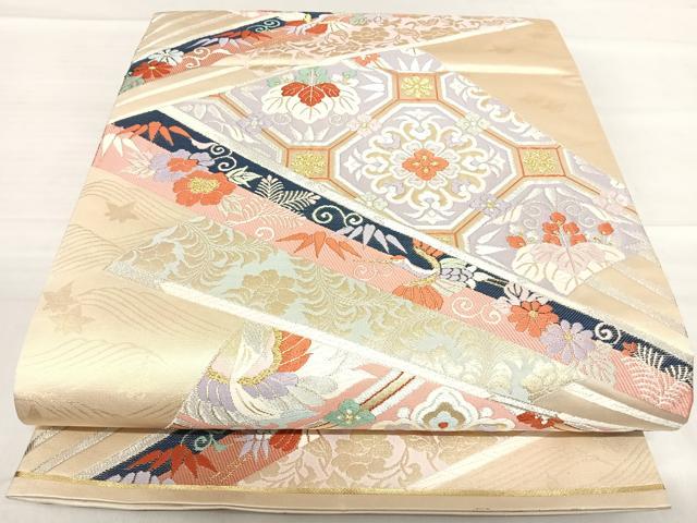 平和屋着物◎六通柄袋帯　唐織　鳳凰飛鶴花文　金銀糸　正絹　逸品　AABF4820yx