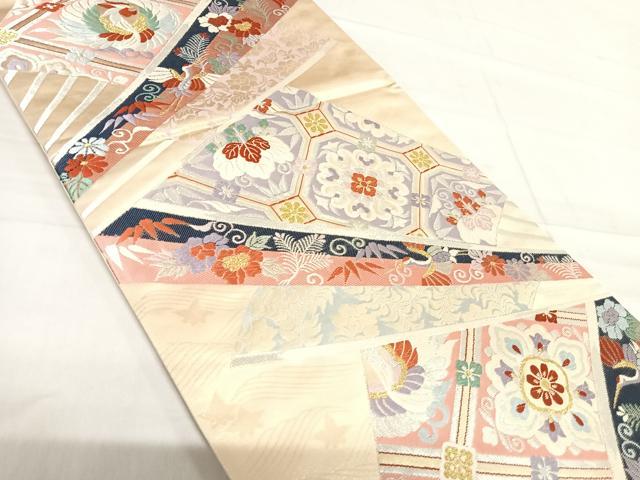 平和屋着物◎六通柄袋帯　唐織　鳳凰飛鶴花文　金銀糸　正絹　逸品　AABF4820yx