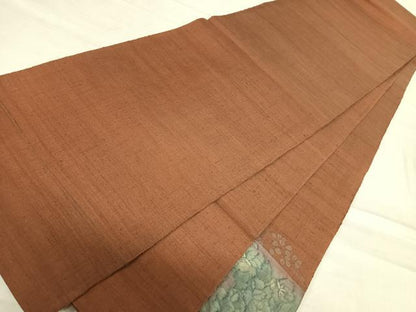 平和屋着物◎太鼓柄袋帯　紬地　すくい織　色紙花文　金銀糸　正絹　逸品　AABF4823yx