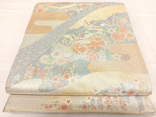 平和屋着物◎宝珠本佐賀錦　六通柄袋帯　九百錦　草花風景文　正絹　逸品　AABF4836yx