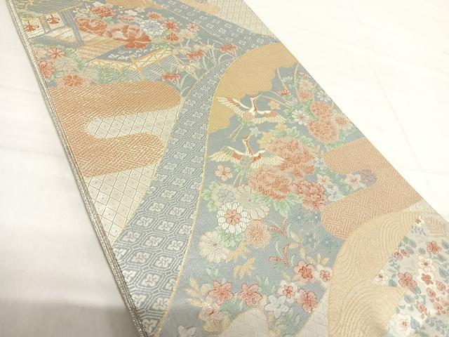 平和屋着物◎宝珠本佐賀錦　六通柄袋帯　九百錦　草花風景文　正絹　逸品　AABF4836yx
