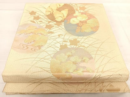 平和屋着物◎六通柄袋帯　花蝶丸文　金糸　正絹　逸品　AABF4839yx