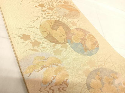 平和屋着物◎六通柄袋帯　花蝶丸文　金糸　正絹　逸品　AABF4839yx