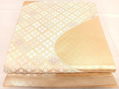平和屋着物◎六通柄袋帯　唐織　花菱文　金銀糸　正絹　逸品　AABF4841yx