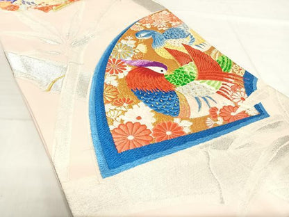 平和屋着物◎六通柄袋帯　唐織　地紙花鳥文　金銀糸　正絹　逸品　AABF4853yx