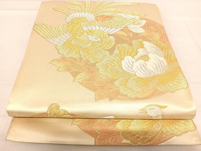 平和屋着物◎六通柄袋帯 唐織 鳳凰花文 金銀糸 三越扱い 正絹 逸品 AABF4864yx