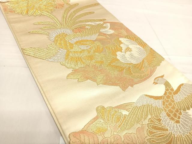 平和屋着物◎六通柄袋帯 唐織 鳳凰花文 金銀糸 三越扱い 正絹 逸品 AABF4864yx