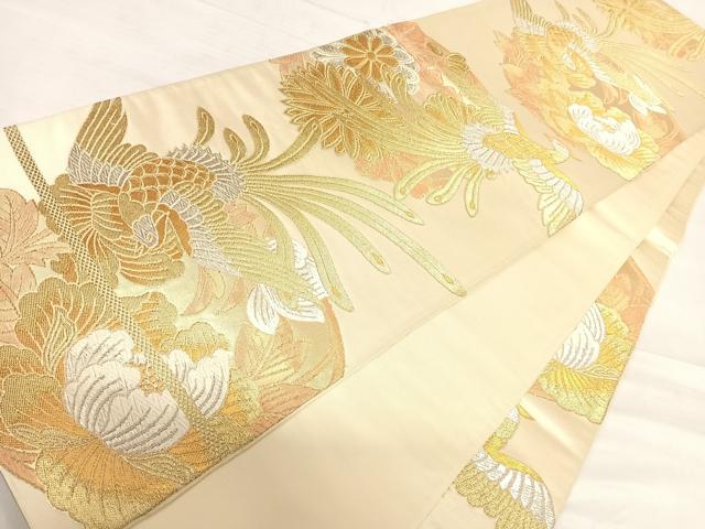 平和屋着物◎六通柄袋帯 唐織 鳳凰花文 金銀糸 三越扱い 正絹 逸品 AABF4864yx