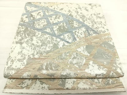 平和屋着物◎六通柄袋帯　竹垣文　金糸　正絹　逸品　AABF4873yx
