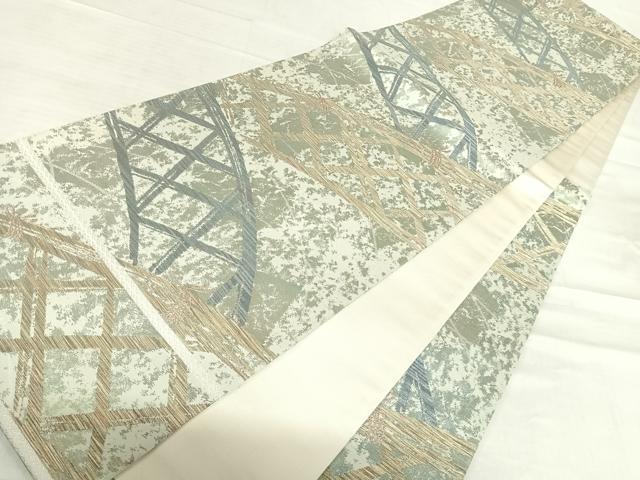 平和屋着物◎六通柄袋帯　竹垣文　金糸　正絹　逸品　AABF4873yx