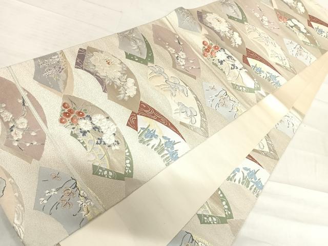 平和屋着物◎六通柄袋帯　唐織　琳派扇面散　金銀糸　正絹　逸品　AABF4879yx