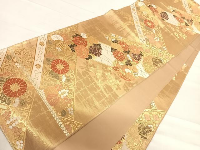 平和屋着物◎六通柄袋帯　唐織　花唐草文　金糸　正絹　逸品　AABF4880yx