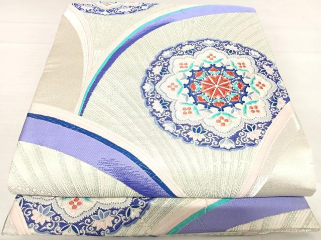平和屋着物◎六通柄袋帯　唐織　オリエント更紗華文　銀糸　正絹　逸品　AABF4881yx