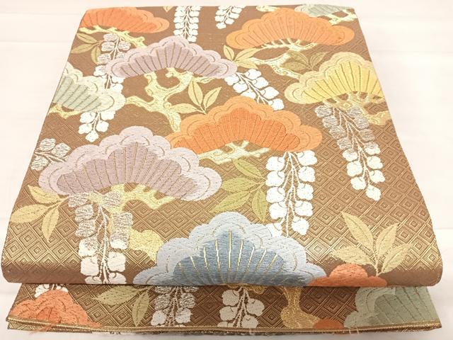 平和屋着物◎佐賀錦　六通柄袋帯　唐織　能衣松藤文様　金銀糸　正絹　逸品　AABF4882yx