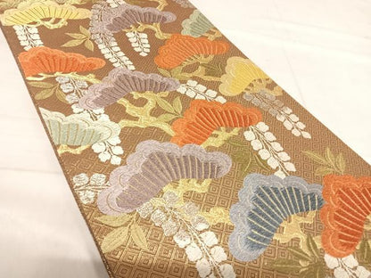 平和屋着物◎佐賀錦　六通柄袋帯　唐織　能衣松藤文様　金銀糸　正絹　逸品　AABF4882yx