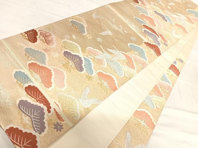 平和屋着物◎六通柄袋帯　祝宴　飛鶴浜松文　金銀糸　正絹　逸品　AABF4891yx