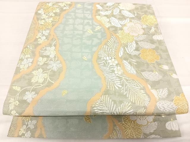 平和屋着物◎六通柄袋帯　唐織　枝垂れ花文　金銀糸　正絹　逸品　AABF4892yx