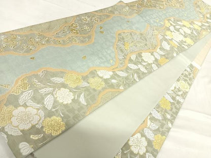 平和屋着物◎六通柄袋帯　唐織　枝垂れ花文　金銀糸　正絹　逸品　AABF4892yx