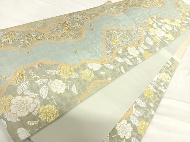 平和屋着物◎六通柄袋帯　唐織　枝垂れ花文　金銀糸　正絹　逸品　AABF4892yx