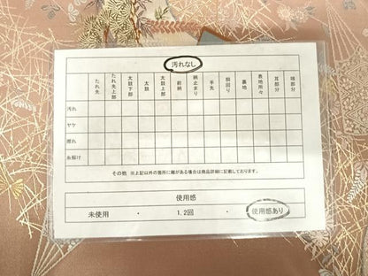 平和屋着物◎六通柄袋帯　唐織　扇面花文　藤花房　金糸　正絹　逸品　AABF4893yx