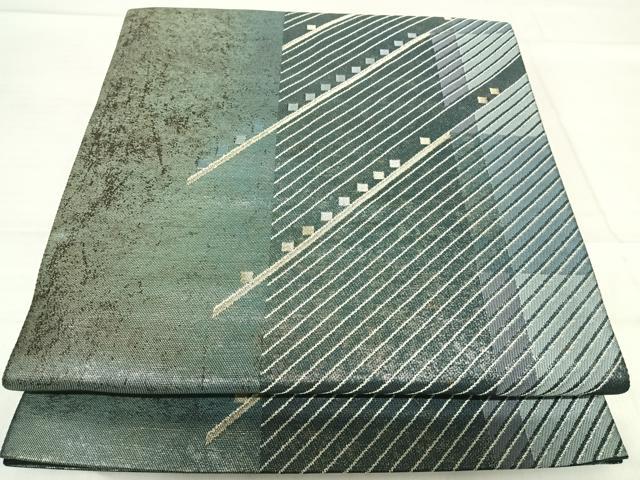 平和屋着物◎六通柄袋帯　幾何学文様　金銀糸　正絹　逸品　AABF4902yx