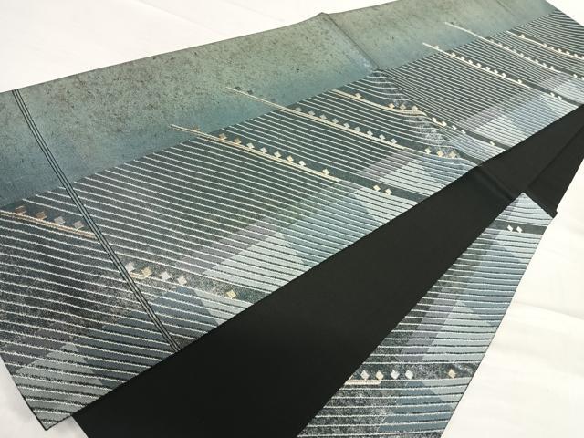平和屋着物◎六通柄袋帯　幾何学文様　金銀糸　正絹　逸品　AABF4902yx