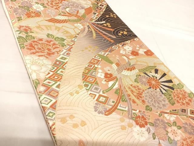 平和屋着物◎佐賀錦　六通柄袋帯　鳳凰花文　金糸　正絹　逸品　AABF4903yx