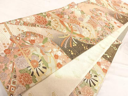 平和屋着物◎佐賀錦　六通柄袋帯　鳳凰花文　金糸　正絹　逸品　AABF4903yx