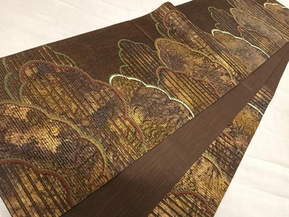 平和屋着物◎六通柄袋帯 雲重ね文 正絹 逸品 AABF4905yx