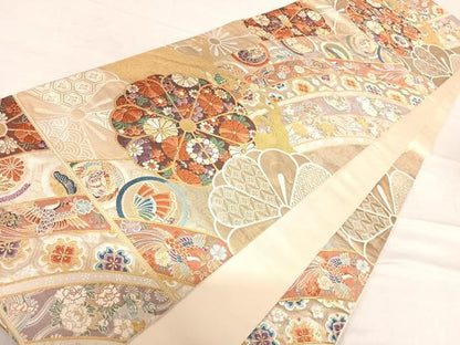 平和屋着物◎六通柄袋帯　唐織　能衣王華文　金銀糸　正絹　逸品　AABF4917yx