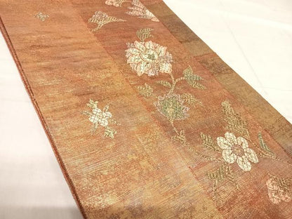 平和屋着物◎六通柄袋帯 更紗花間道 金糸 正絹 逸品 AABF4919yx
