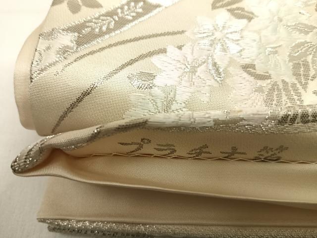平和屋着物◎六通柄袋帯　唐織　花車文　プラチナ箔　正絹　逸品　AABF4924yx
