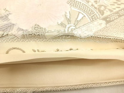 平和屋着物◎六通柄袋帯　唐織　花車文　プラチナ箔　正絹　逸品　AABF4924yx