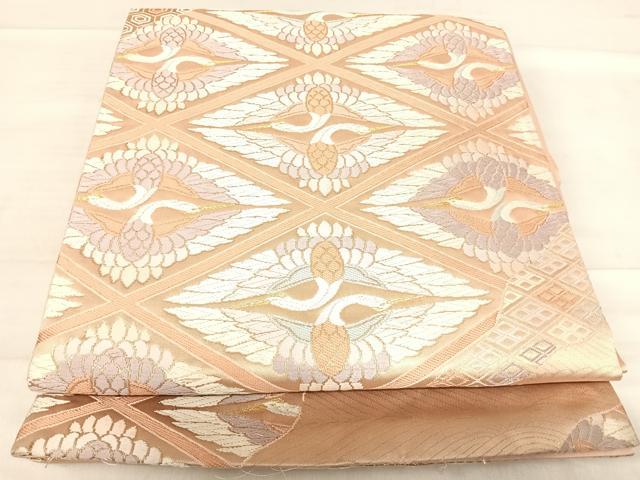 平和屋着物◎六通柄袋帯　唐織　上品錦　双鶴天井文　金糸　正絹　逸品　AABF4926yx