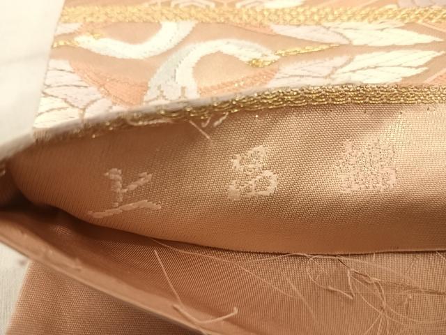 平和屋着物◎六通柄袋帯　唐織　上品錦　双鶴天井文　金糸　正絹　逸品　AABF4926yx