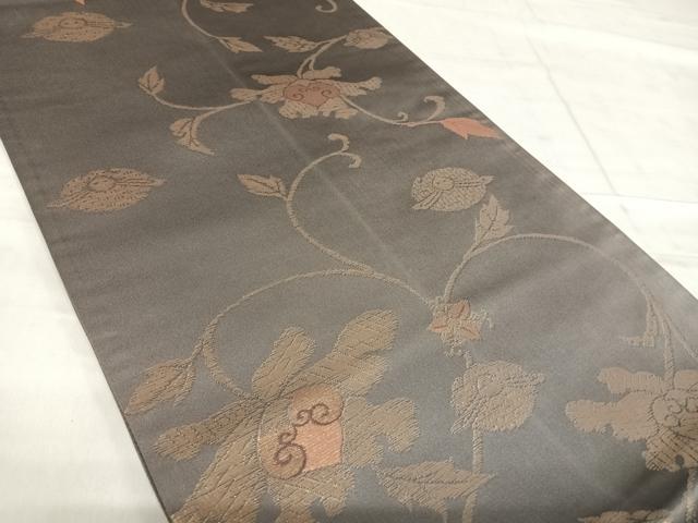 平和屋着物◎全通柄袋帯　更紗花文　金糸　正絹　逸品　AABF4929yx