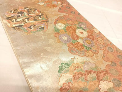 平和屋着物◎六通柄袋帯　太子円雅　金糸　正絹　逸品　AABF4932yx