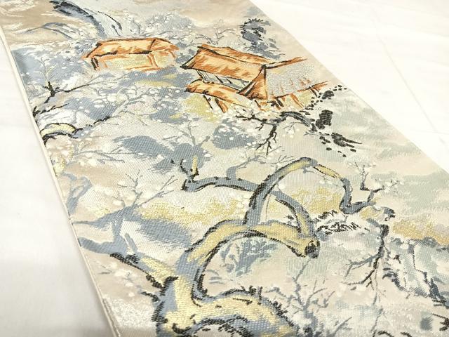 平和屋着物◎六通柄袋帯　風景文　金銀糸　正絹　逸品　AABF4945yx