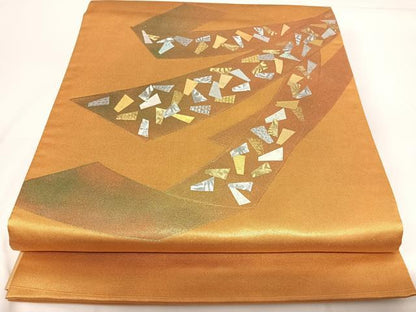 平和屋着物◎太鼓柄袋帯 箔散らし 金銀彩 正絹 逸品 AABF4955yx