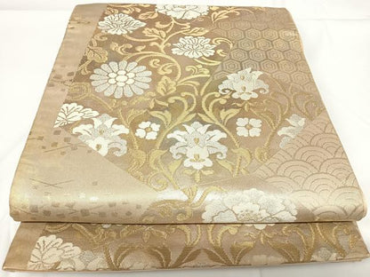 平和屋着物◎六通柄袋帯 花唐草文 金銀糸 正絹 逸品 AABF4962yx