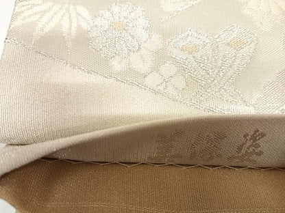 平和屋着物◎両面六通柄袋帯　美保姿　切り嵌め花宝づくし　金銀糸　正絹　逸品　AABF4967yx