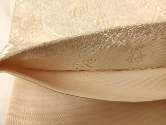 平和屋着物◎六通柄袋帯 細好 飾花文 銀糸 正絹 逸品 AABF4977yx