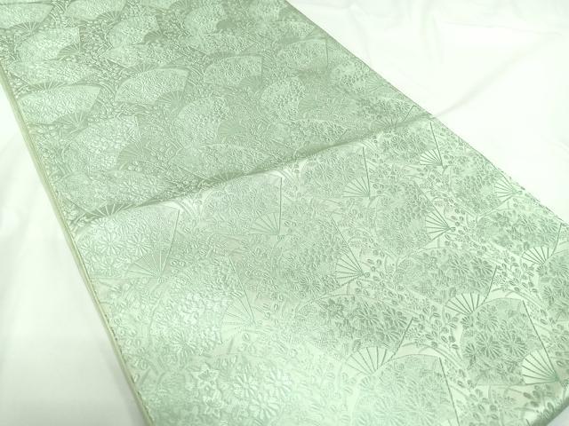 平和屋着物◎六通柄袋帯　扇面花文　正絹　逸品　AABF4986yx